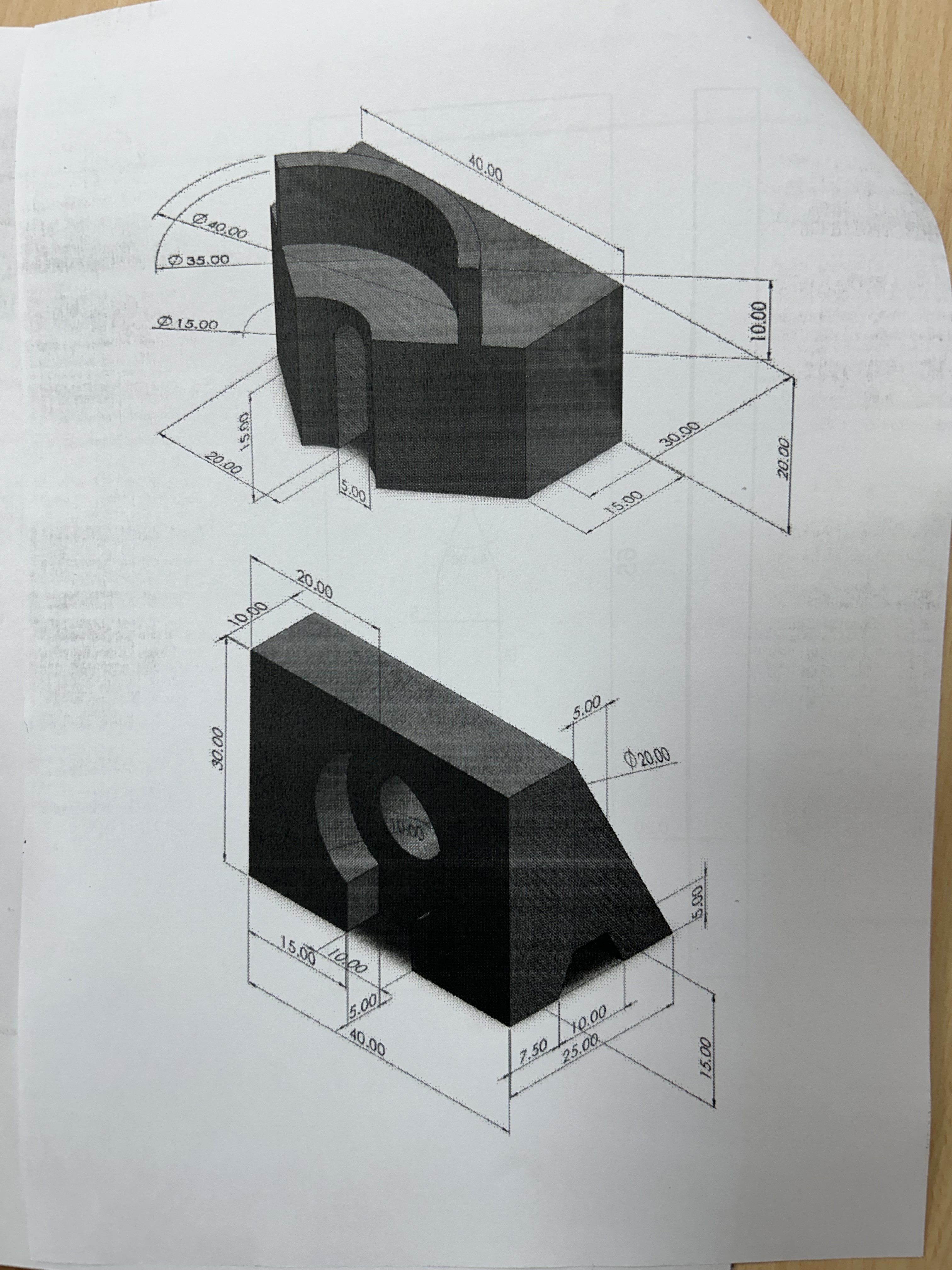 Engineering drawing exercise, SolidWorks refresher