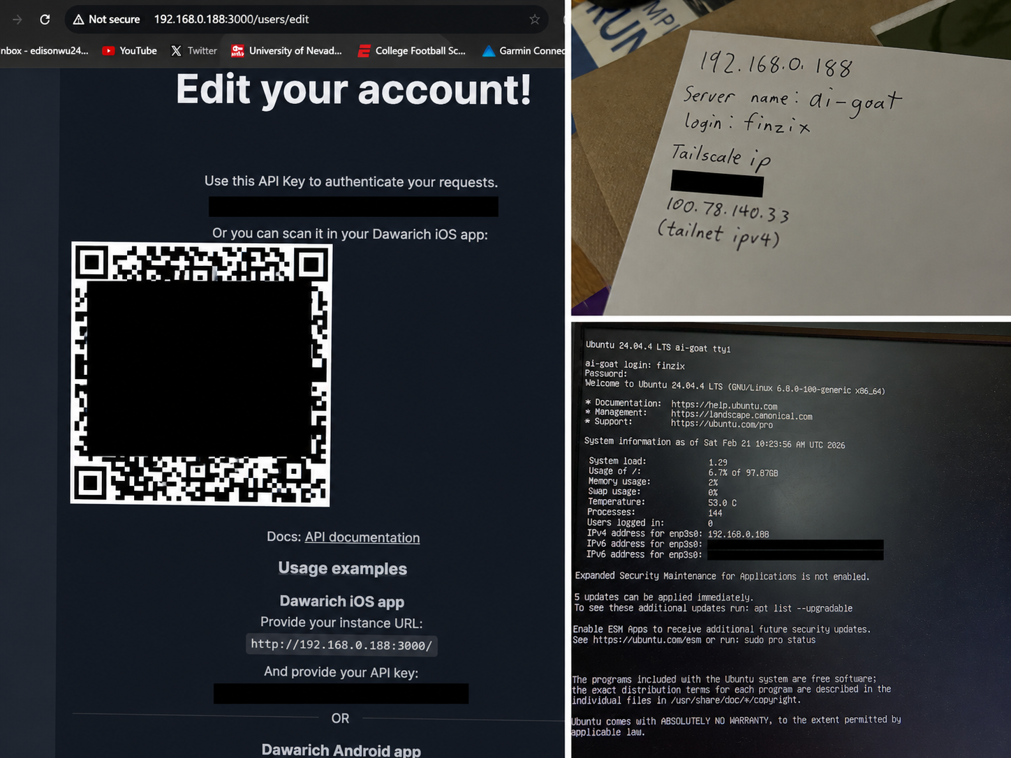 Ubuntu, networking, and Dawarich setup from the Location AI Server project