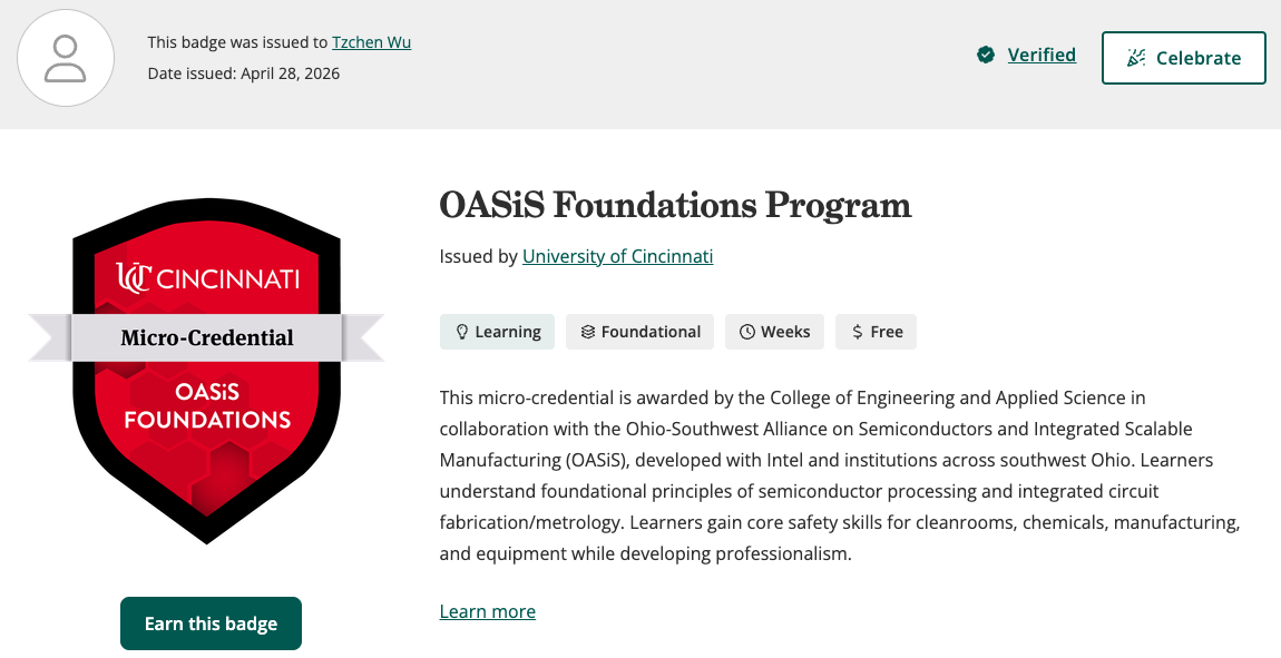 OASiS Foundations Program verified micro-credential